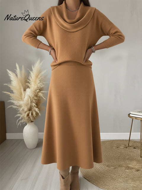 Women's Elegant Solid Color Knitted Umbrella Skirt