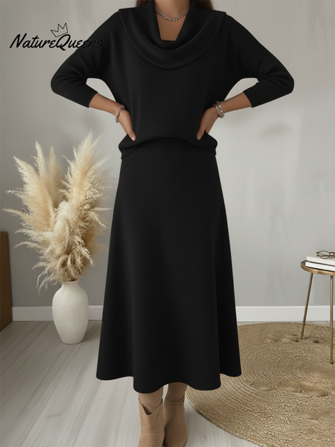 Women's Elegant Solid Color Knitted Umbrella Skirt