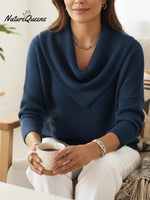 Elegant Retro Soft Triangle Neck Solid Color Sweater Top