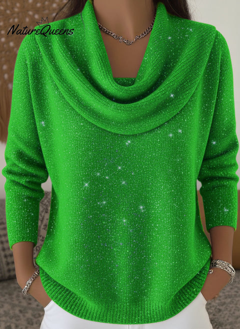 Women's Elegant Solid Color Loose Shiny Sweater