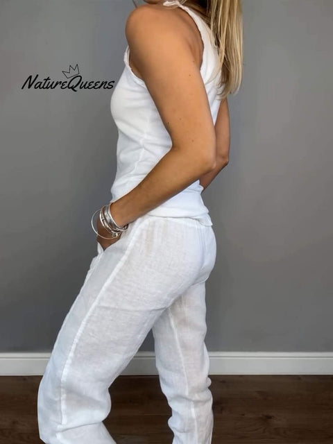 Women's Cotton and Linen Vest & Pants Set