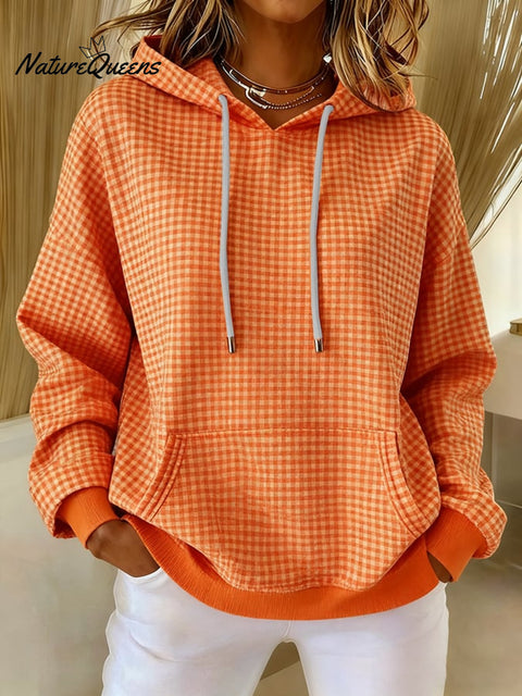 Women's Casual Retro Plaid Hoodie