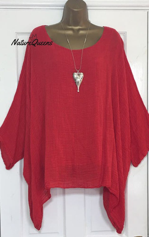 Women’s Fresh And Sweet Long Sleeve Top Loose - Fitting Batwing T - Shirt Red / S T - Shirts