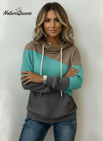 Women'S Casual Loose Color-Blocked Sweatshirt