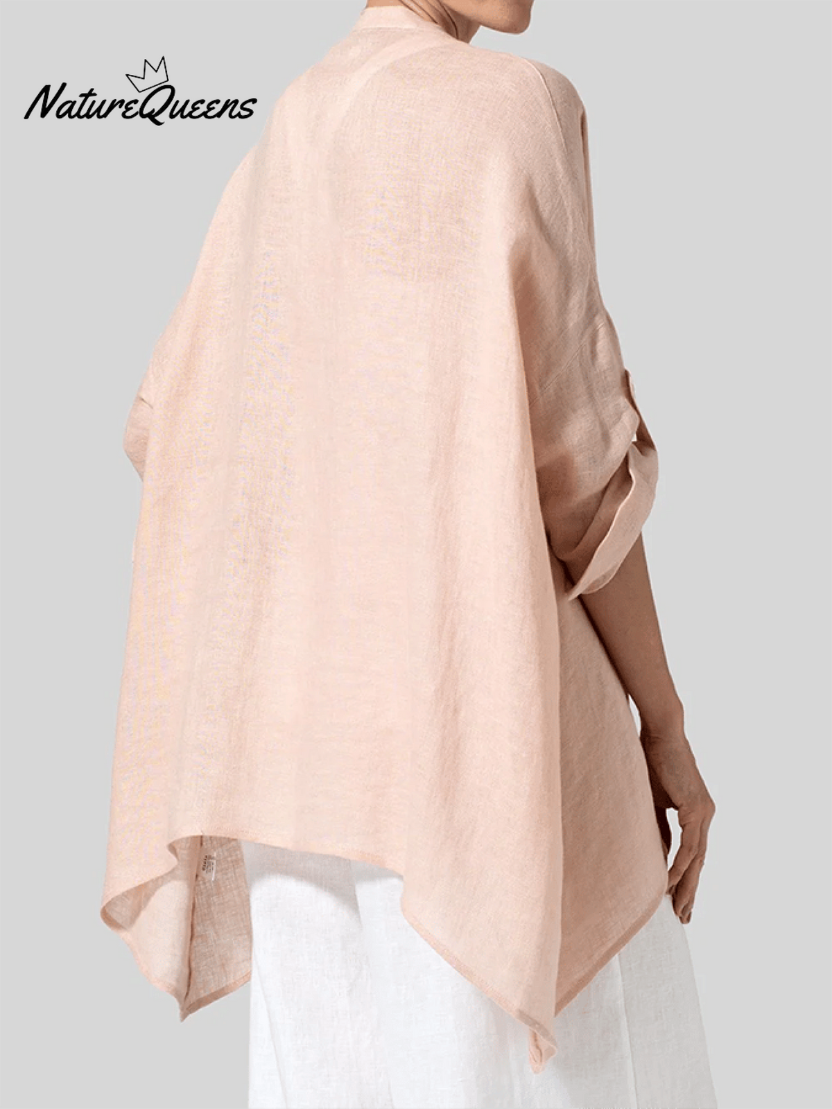 Women's Solid Color Deep V Neck Roll Sleeve Shirt