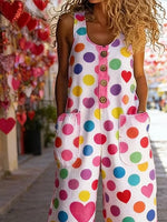 Women'S Casual Color-Block Pattern Printed Jumpsuit