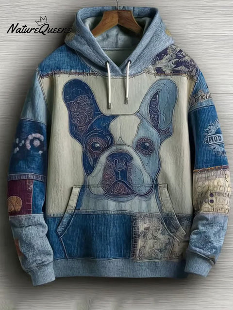 Women's Casual Patchwork Dog Print Hoodie