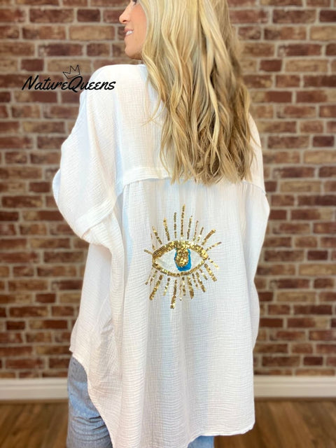 CASUAL SEQUIN BEADED SHIRT