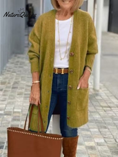 Casual Plain Long Sleeve Cardigan