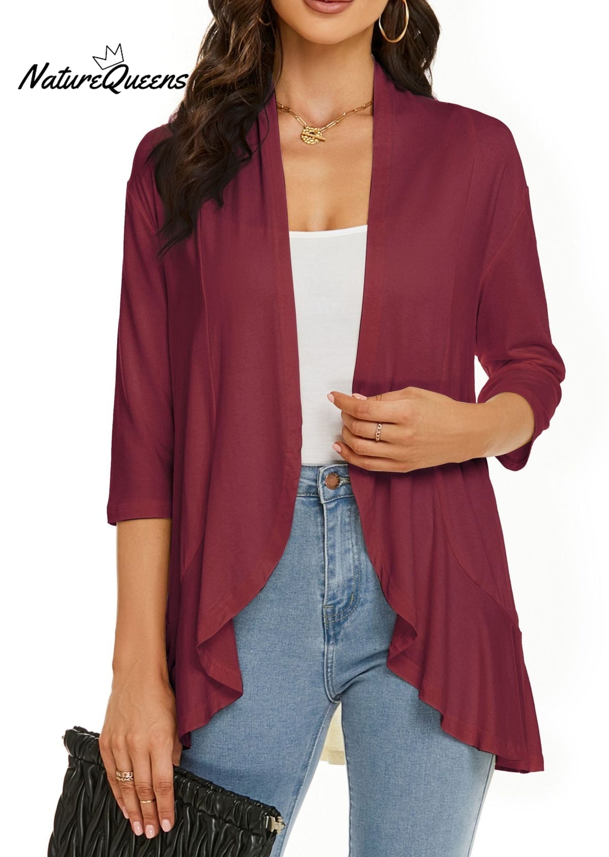 Women’s Casual Lightweight Open Front Cardigans Peony / S (Uk6 - 8)