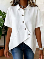 Women'S Casual Solid Color Irregular Shirt