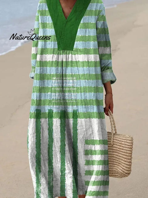Women's Casual Irregular Striped Long Sleeve Dress