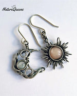 Vintage Sun Moon Earrings Silver