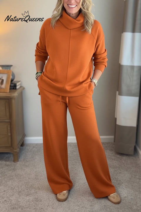 New Arrivals🔥 Cozy Travel Cowl Neck Sweatshirt and Pant 2 Piece Sets