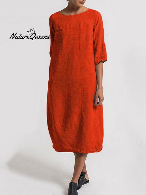 Casual Solid Color Dress Red / S