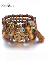 Bohemian Fringe Ursime Beaded Layered Bracelet Coffee