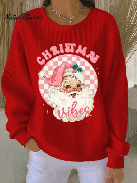Women's Casual Santa Claus Print Round Neck Sweatshirt