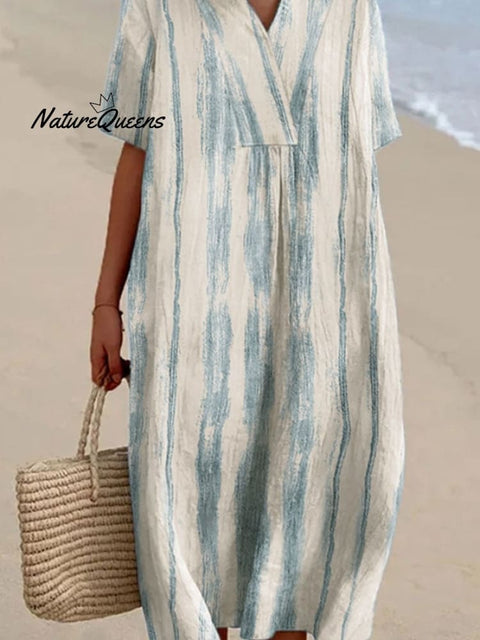 Women's Casual Striped Graphic Print Loose Dress