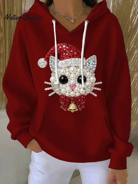 Women's Christmas Cat Print Casual Sweatshirt