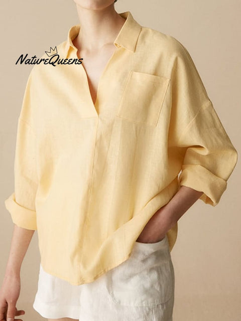 Women'S Linen Long Sleeve Shirt