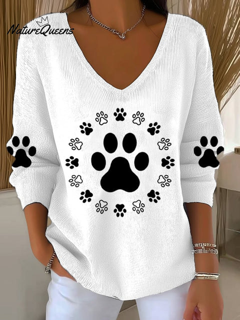 Women's Autumn Animals Print Knitted Sweater