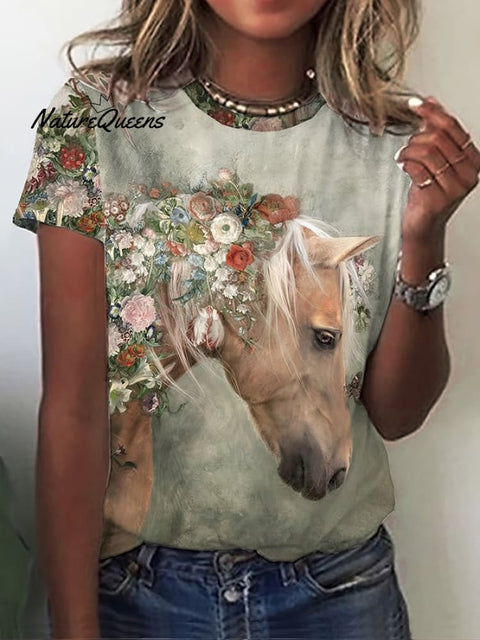 Women's Horse Art Print T-shirt