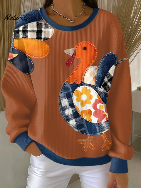Women's Thanksgiving Turkey Print Sweatshirt