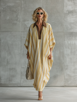 Loose And Casual Striped Matte Satin Maxi Dress