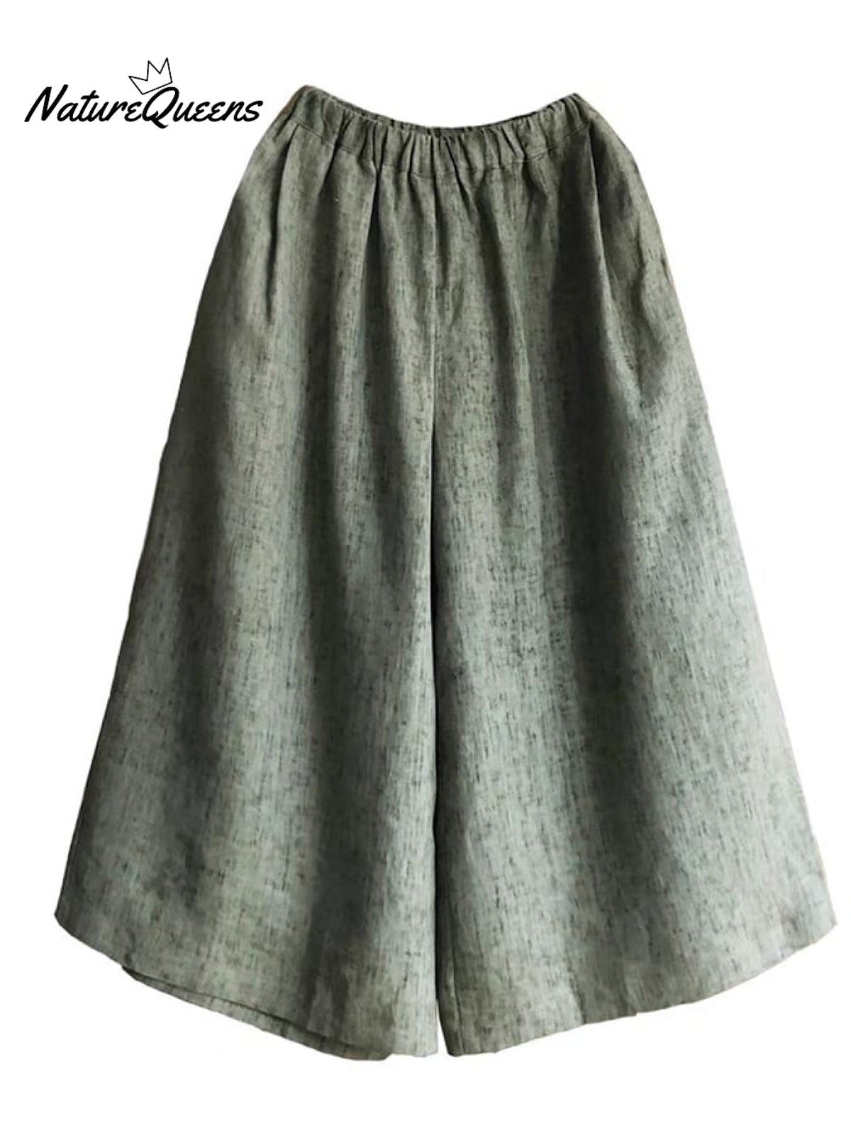 Cotton Loose Vacation Relaxed Elastic Waist Wide Leg Crop Pants