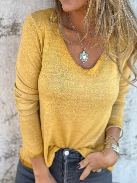 Women's Comfortable Casual Distressed Cotton Top