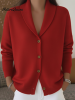 Elegant Shawl Collar Button Cardigan Sweater