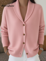 Elegant Shawl Collar Button Cardigan Sweater