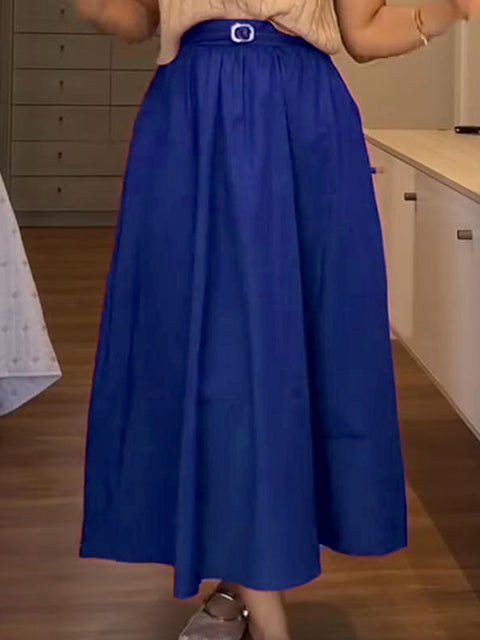 Women's Classic Solid Color Cotton Skirt