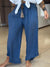 Women's Casual Wide Waist Lace Cotton and Linen Trousers