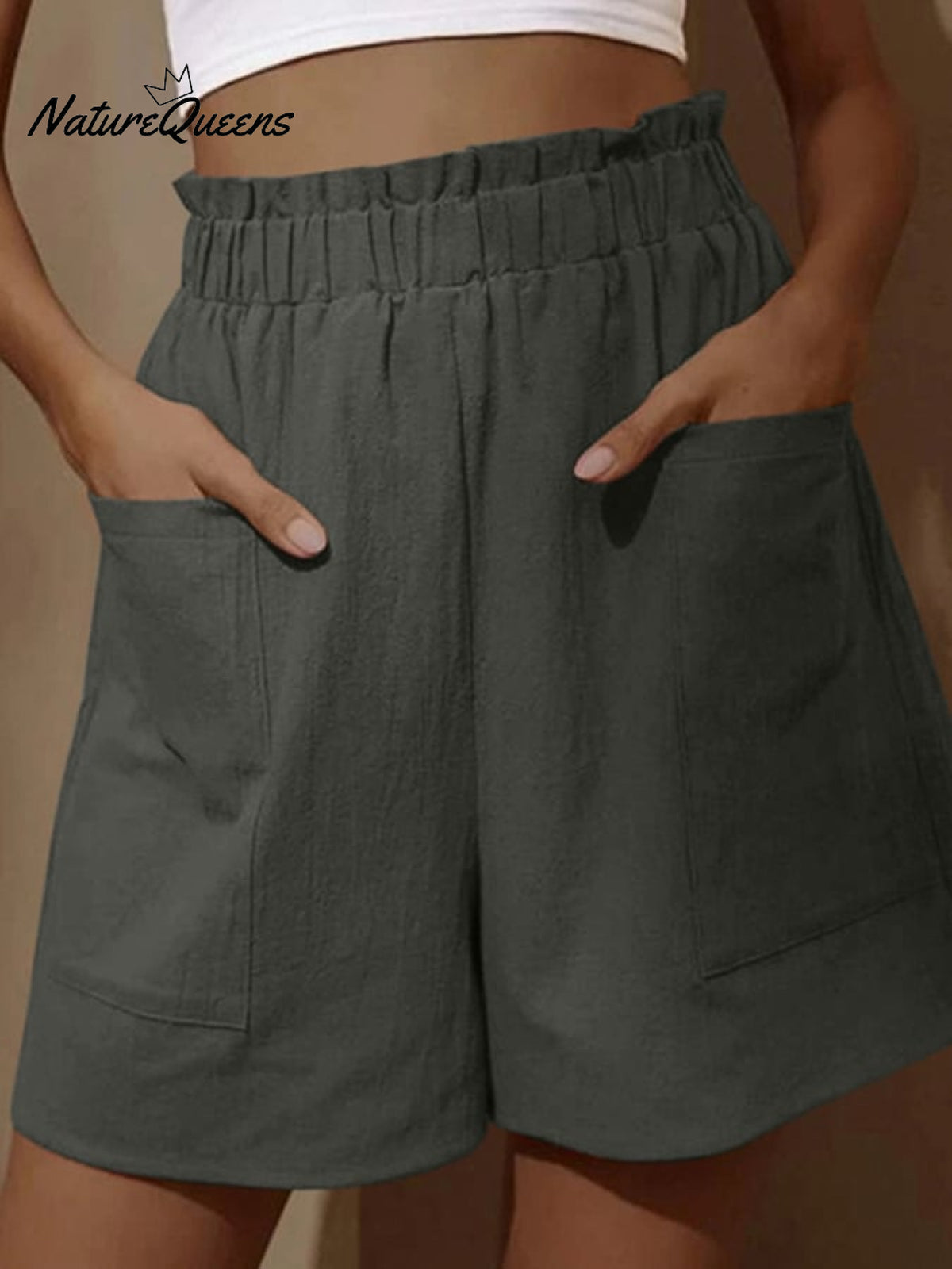 Women’s Pure Color Casual Cotton Shorts Grey / S