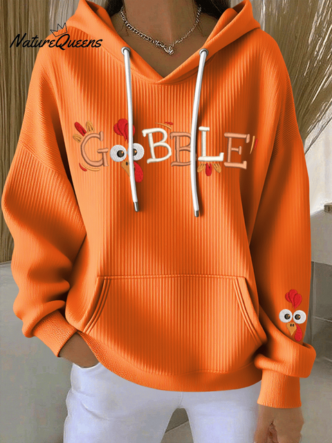 Women's Thanksgiving Print Casual Hooded Sweatshirt