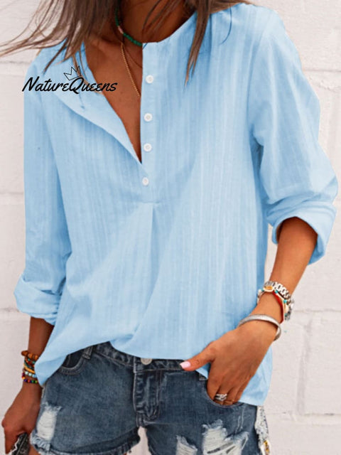 Women's Casual Pure Color Striped Shirt