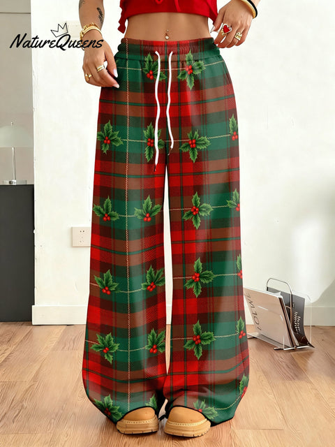 Women's casual Christmas plaid sweatpants