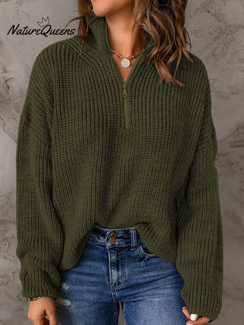 Women's Knit Zipper Sweatshirt