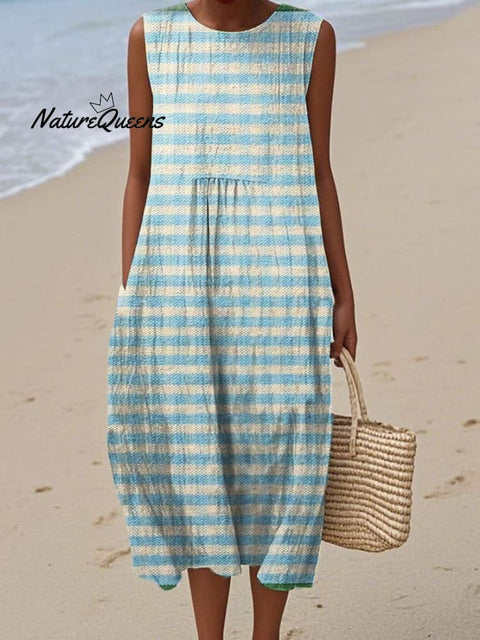 Women's Casual Plaid Sleeveless Dress