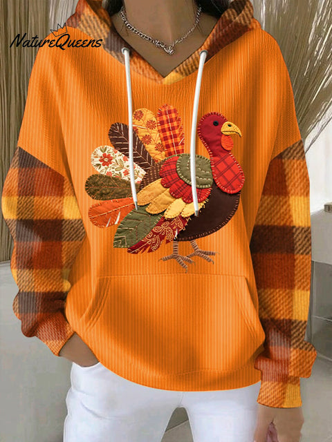 Women's Thanksgiving Print Comfort Hooded Sweatshirt