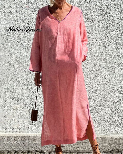 Resort-style panelled linen dress a20a