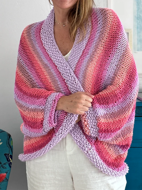 Women's Rainbow Knitted Cardigan Sweater