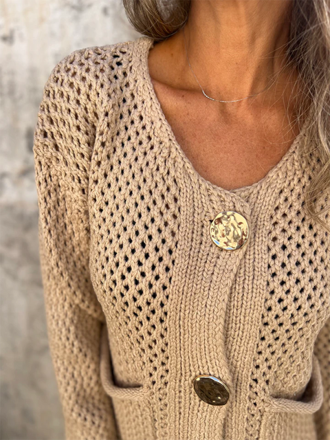 Coin Button Cardigan Sweater