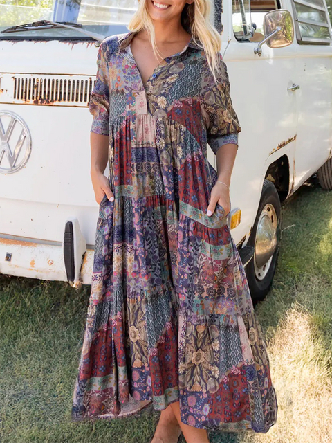 Floral-print Cotton Midi Dress