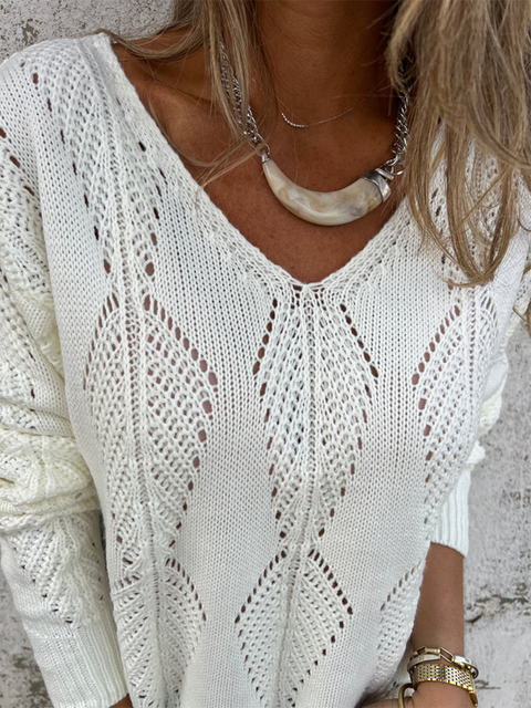 Leaf Knit Reversible Button Sweater