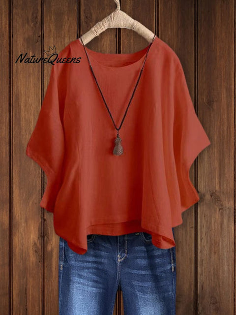 Relaxed Crew Neck Tunic Top Orange / S Tops