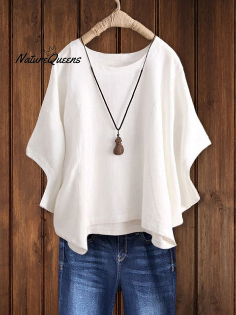 Relaxed Crew Neck Tunic Top White / S Tops