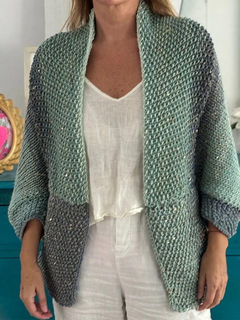 Rainbow Striped Knit Cardigan Sweater