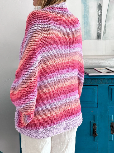 Women's Rainbow Knitted Cardigan Sweater